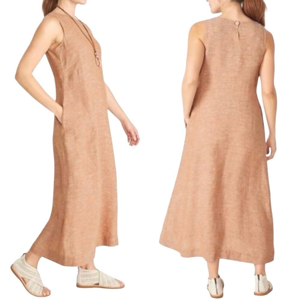 Pure Jill J.Jill 100% Linen Sleeveless Midi Dress Peach Melange Women’s XL